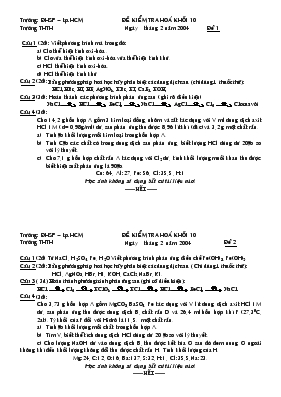 Đề kiểm tra hoá khối 10 trường Đại học sư phạm thành phố Hồ Chí Minh